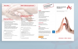 Faltblatt für Alzheimer Geselschaft - Außenansicht offen