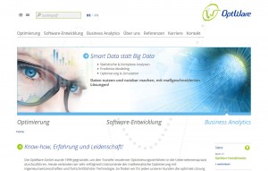 Internetauftritt | OptWare GmbH, Regensburg - Startseite mit Teaserbild »Business Analytics«
