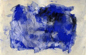blau, schwarz, weiß | Pigment, Japanpapier, Acrylat auf Büttenpapier