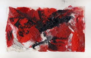 rot, schwarz, weiß | Pigment, Japanpapier, Acrylat auf Büttenpapier