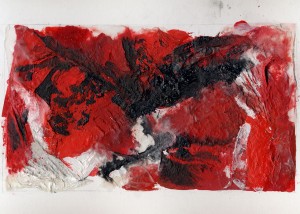 rot, schwarz, weiß | Pigment, Japanpapier, Acrylat auf Büttenpapier