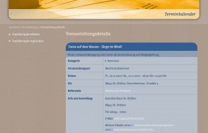 Internetauftritt | Holistische Tanztherapie - Inhaltsseite »Kurs-Detail«